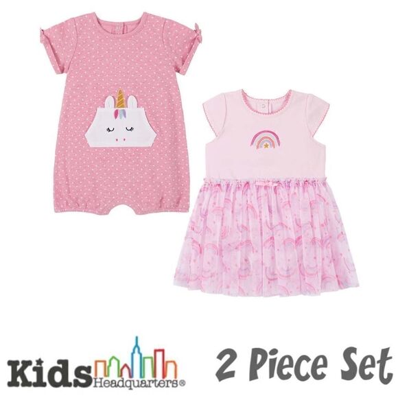 NEW! KIDS HEADQUARTERS Unicorn 2-piece Romper Set - Picture 1 of 5